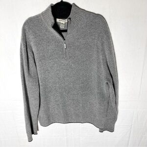 Vintage Pronto Uomo Grey Lambswool 1/4 Zip Mock Neck Sweater L